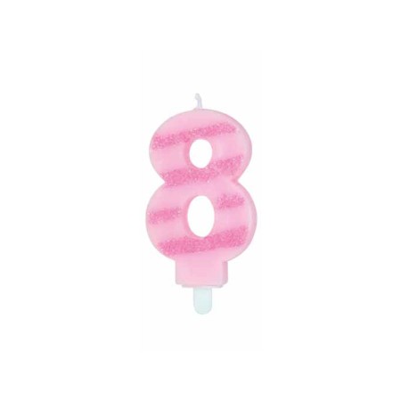 CANDELE GLITTER ROSA N. 8