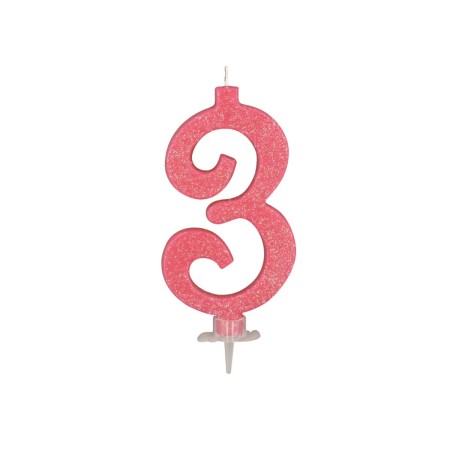 CANDELE GLITTER CM 12 ROSA N3
