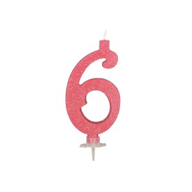 CANDELE GLITTER CM 12 ROSA N6