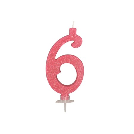 CANDELE GLITTER CM 12 ROSA N6