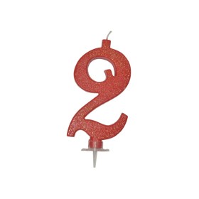 CANDELE GLITTER CM 12 ROSSE N2