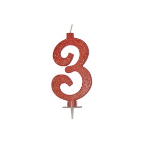 CANDELE GLITTER CM 12 ROSSE N3