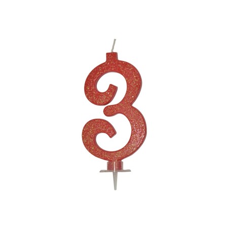 CANDELE GLITTER CM 12 ROSSE N3