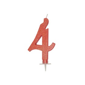 CANDELE GLITTER CM 12 ROSSE N4