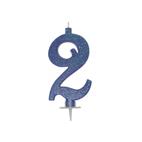 CANDELE GLITTER CM 12 BLU N2