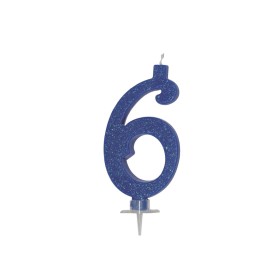 CANDELE GLITTER CM 12 BLU N6