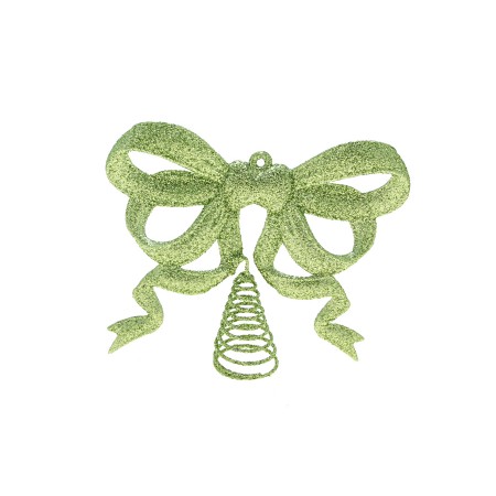 PUNTALE FIOCCO GLITTERATO 28CM VERDE