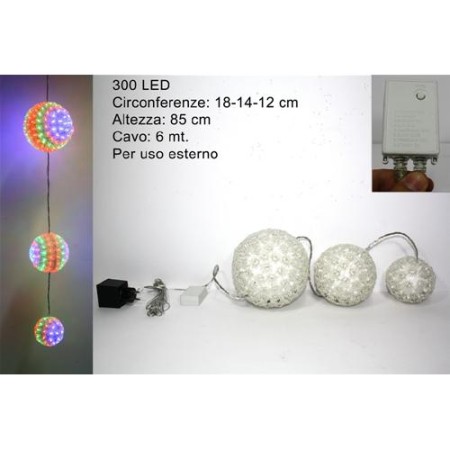 TRIS SFERE A 300 LED MULTICOLOR