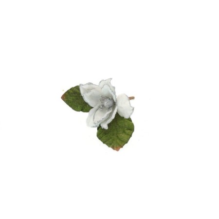 MAGNOLIA C/CLIP 6CM BIANCO/ARGENTO