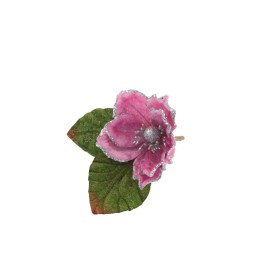 MAGNOLIA C/CLIP 6CM ROSA/ARGENTO