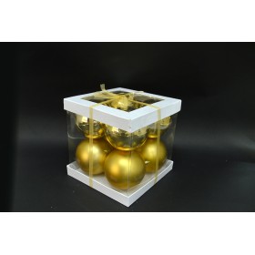 BOX 8 SFERE 10CM ORO LUCIDO