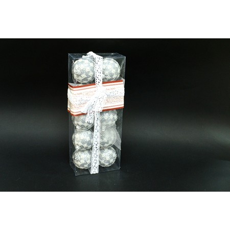 BOX 10 SFERE 6CM DECORO YZ009 ARGENTO