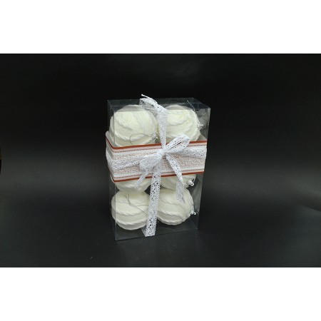 BOX 6 SFERE 9CM DECORO YZ011 BIANCO.