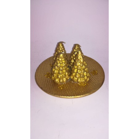 4 ALBERI C/PIATTO 15CM ORO - H30556G.