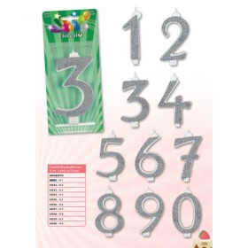 CANDELE GRANDI ARGENTO GLITTER N.4