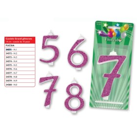 CANDELE GRANDI FUCSIA GLITTER N.6