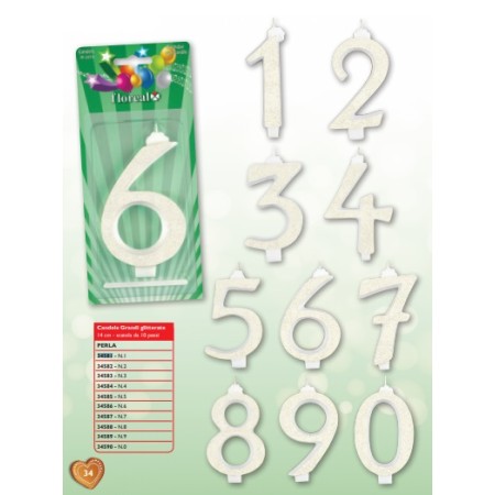 CANDELE GRANDI IRIDESCENTI GLITTER N.9