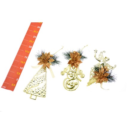 APPENDINO ORO C/FIORE IN DISPLAY BOX 3ASS ALBERO-FIOCCO DI NEVE-ANGEL.