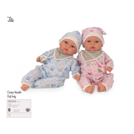 BAMBOLA NEONATA CON PIGIAMA ROSA (45CM)