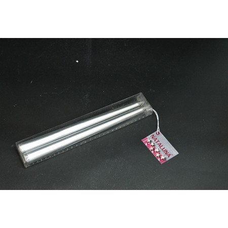 CANDELA STEARICA 2PZ 50GR 25CM METAL. ARGENTO.