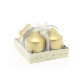 SET 4PZ CANDELA 6X4CM COL ORO METALLIZZATO CM6/2PZ + CM4/2PZ
