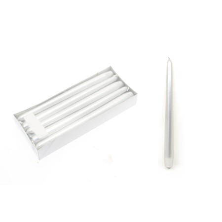 SET 10PZ CANDELA 24X2CM ARGENTO METALLIZZATO