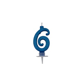 CANDELE CM 7 BLU GLITTER N6