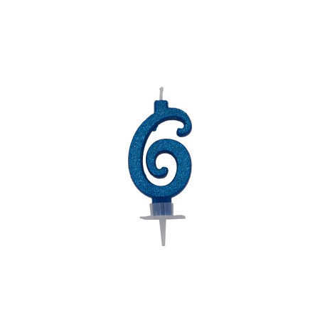 CANDELE CM 7 BLU GLITTER N6