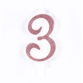 CANDELE GLITTER CM 12 ROSA N3