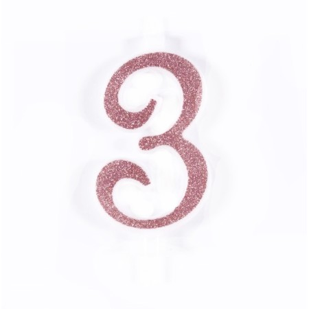 CANDELE GLITTER CM 12 ROSA N3