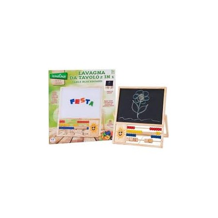 LAVAGNA IN LEGNO 2 IN 1 MAGNETICA/GESSI C/26 LETTERE