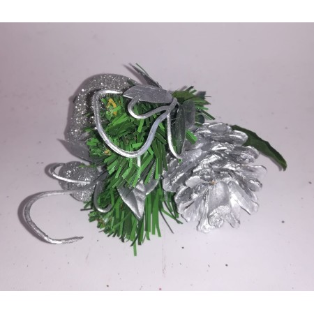 SET DECORAZIONI PIGNE CON SFERE ARGENTO