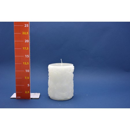 CANDELA CILINDRO DAMASCATA 9X12 LUCIDO BIANCO.