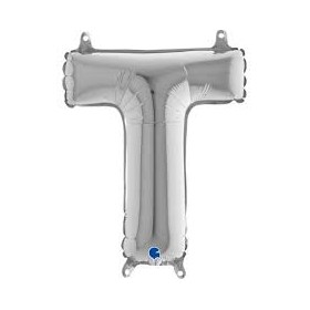 PALL. MYLAR LETTERA T CM 36 ARGENTO.