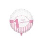 PALLONCINI MYLAR TONDO 45CM PRIMO COMPLEANNO ROSA