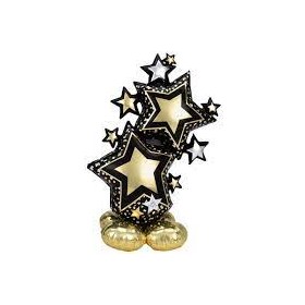 PALLONCINI SUPERSHAPE STELLE ORO E NERE 86X149 CM