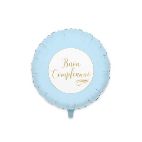 PALLONCINI MYLAR TONDO 45CM B. COMPLEANNO CELESTE