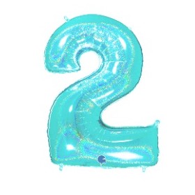 PALLONCINI MYLAR N.2 ACQUA MARINA GLITTER 102CM