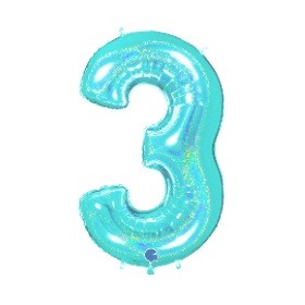 PALLONCINI MYLAR N.3 ACQUA MARINA GLITTER 102CM