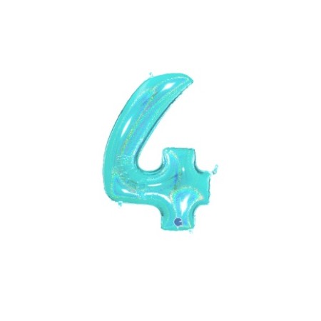 PALLONCINI MYLAR N.4 ACQUA MARINA GLITTER 102CM.