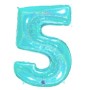 PALLONCINI MYLAR N.5 ACQUA MARINA GLITTER 102CM