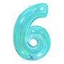 PALLONCINI MYLAR N.6 ACQUA MARINA GLITTER 102CM