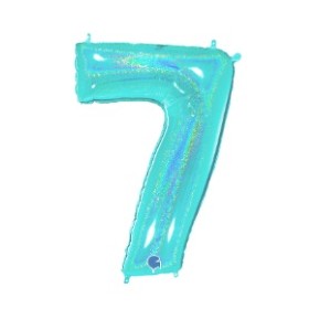 PALLONCINI MYLAR N.7 ACQUA MARINA GLITTER 102CM