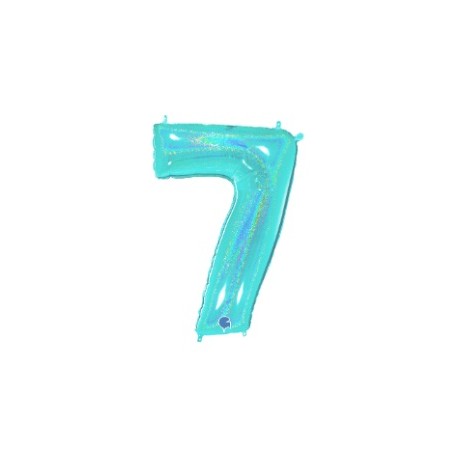 PALLONCINI MYLAR N.7 ACQUA MARINA GLITTER 102CM