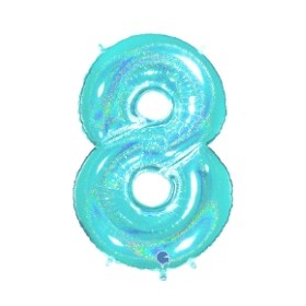 PALLONCINI MYLAR N.8 ACQUA MARINA GLITTER 102CM
