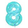 PALLONCINI MYLAR N.8 ACQUA MARINA GLITTER 102CM