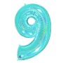 PALLONCINI MYLAR N.9 ACQUA MARINA GLITTER 102CM.