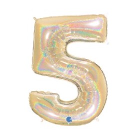 PALLONCINI MYLAR N.5 ORO GLITTER 102CM.