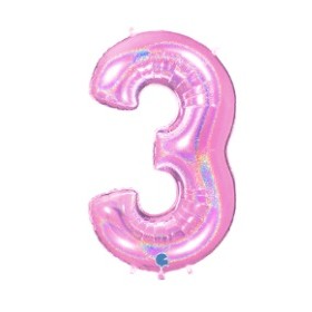 PALLONCINI MYLAR N.3 ROSA GLITTER 102CM