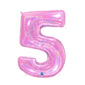 PALLONCINI MYLAR N.5 ROSA GLITTER 102CM